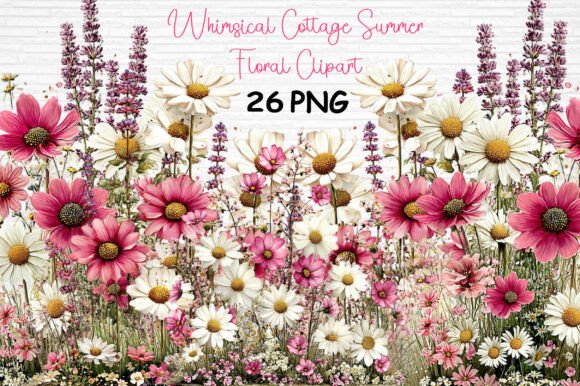 Download Whimsical Cottage Summer Floral Clipart - Floral clipart Collection