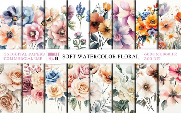 Download Soft Watercolor Floral Clipart Bundle - Floral clipart Collection
