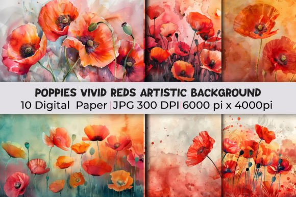 Download Poppies Vivid Reds Artistic Backgrounds - Background Collection