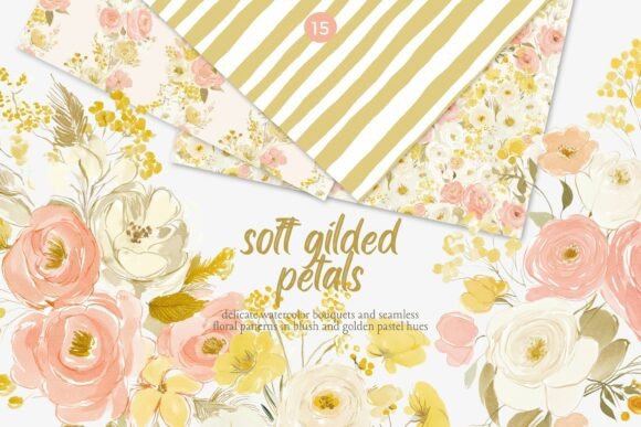 Download Soft Gilded Floral Clipart &amp; Patterns - Floral clipart Collection