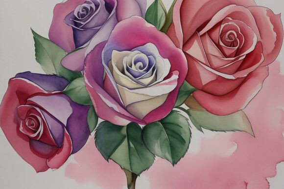 Download Watercolor Rose Digital Paper Background - Background Collection