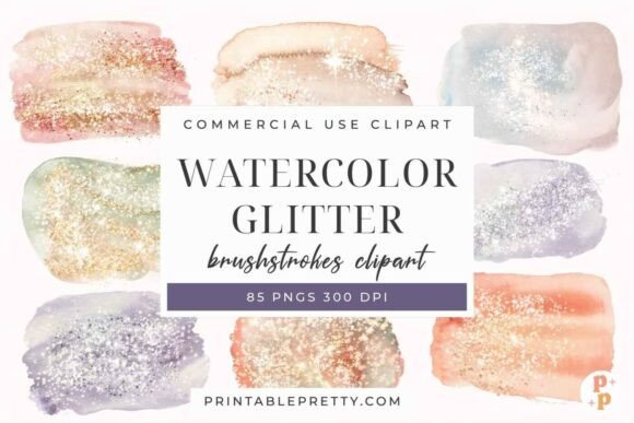 Download Watercolor Glitter Brush Strokes PNG - Stroke Collection