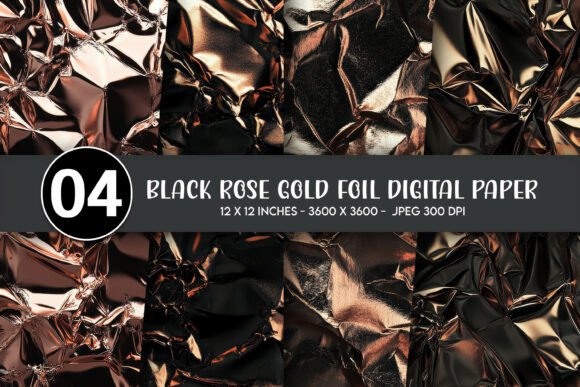 Download Black Rose Gold Foil Digital Paper - Rose gold foil Collection