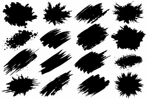 Download Black Grunge Brush Strokes and Splatters - Stroke Collection