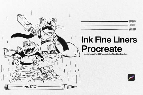Download 10 Ink Fine Liner Brushes Procreate - Brush Collection