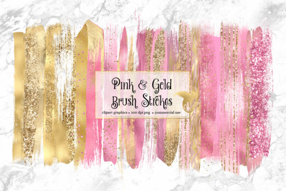 Download Pink and Gold Brush Strokes Clipart - Stroke Collection