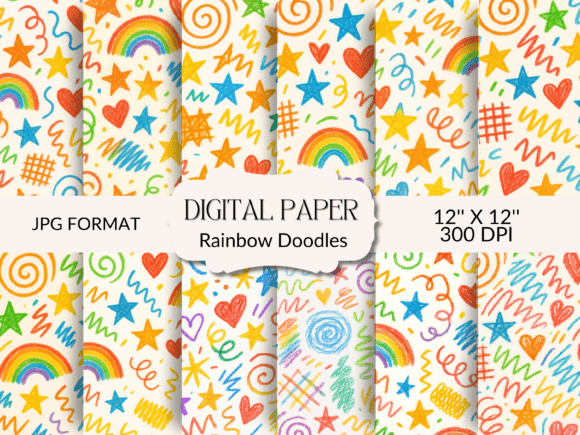 Download Rainbow Doodles Artistic Backgrounds - Background Collection