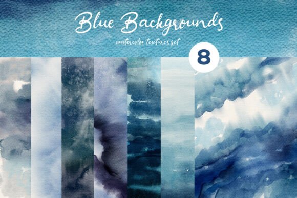 Download Blue Backgrounds Watercolor Textures Set - Background Collection