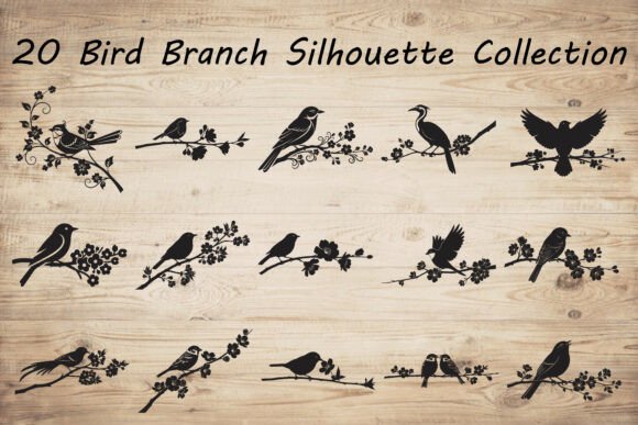 Download 20 Bird Branch Silhouette Collection - Collection Collection