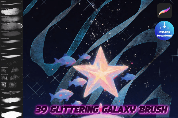 Download Procreate Glitter Galaxy Brush - Brush Collection